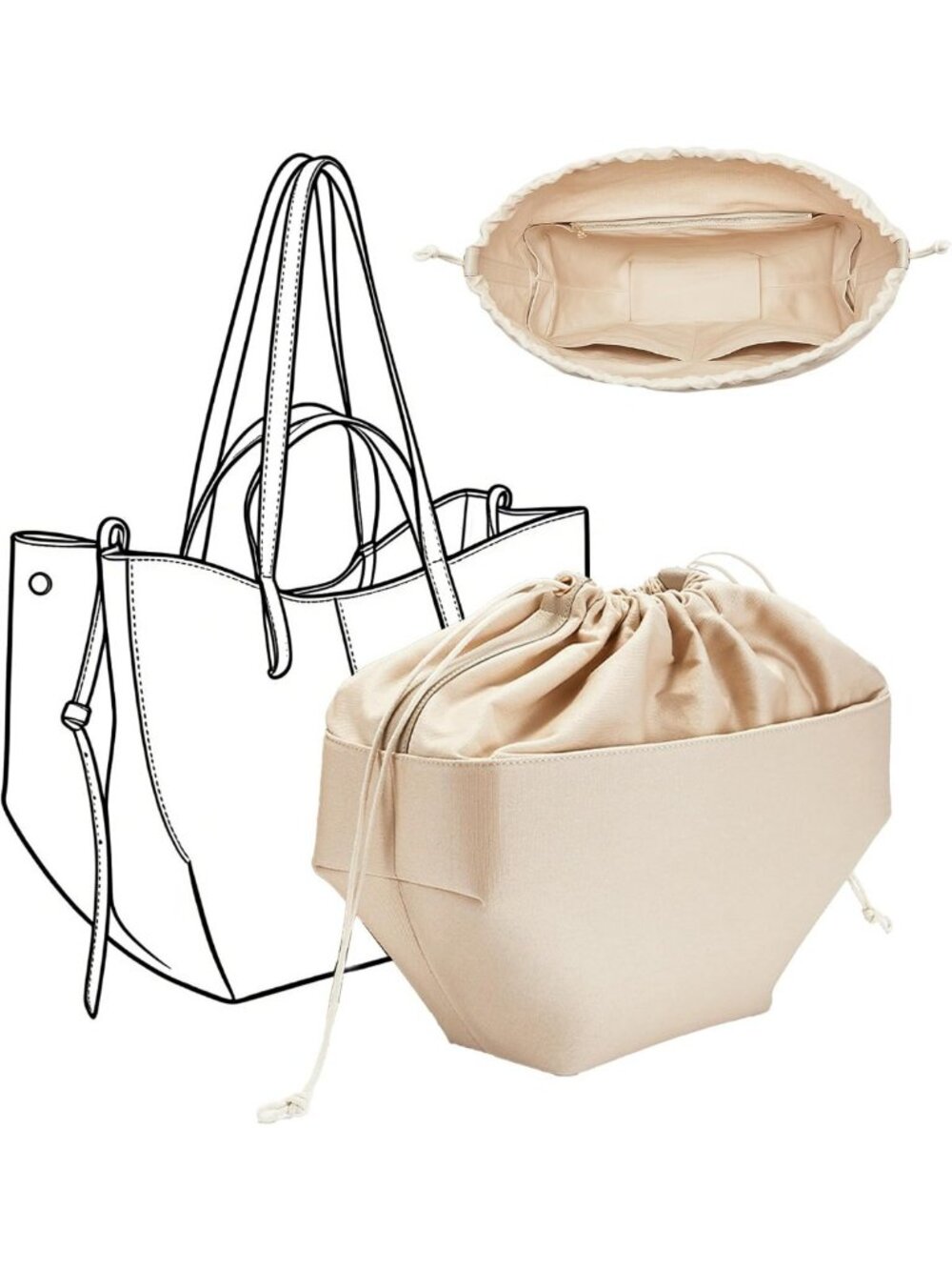 Versatile Canvas Purse Organizer Insert for Large Bags - Perfect Bag Organizer
